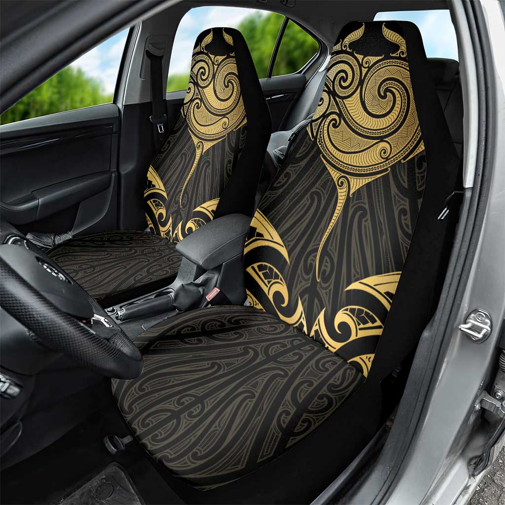 Gold Black New Zealand Manta Ray Car Seat Cover Aotearoa Maori Haehae - Aussie Hoodie