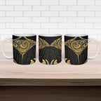 Gold Black New Zealand Manta Ray Ceramic Mug Aotearoa Maori Haehae - Aussie Hoodie