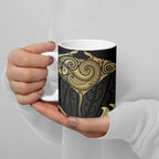 Gold Black New Zealand Manta Ray Ceramic Mug Aotearoa Maori Haehae - Aussie Hoodie