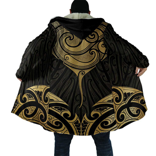 Gold Black New Zealand Manta Ray Cloak Aotearoa Maori Haehae - Aussie Hoodie