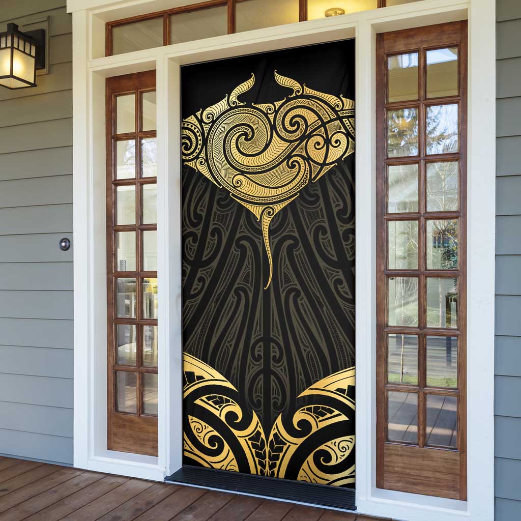 Gold Black New Zealand Manta Ray Door Cover Aotearoa Maori Haehae - Aussie Hoodie