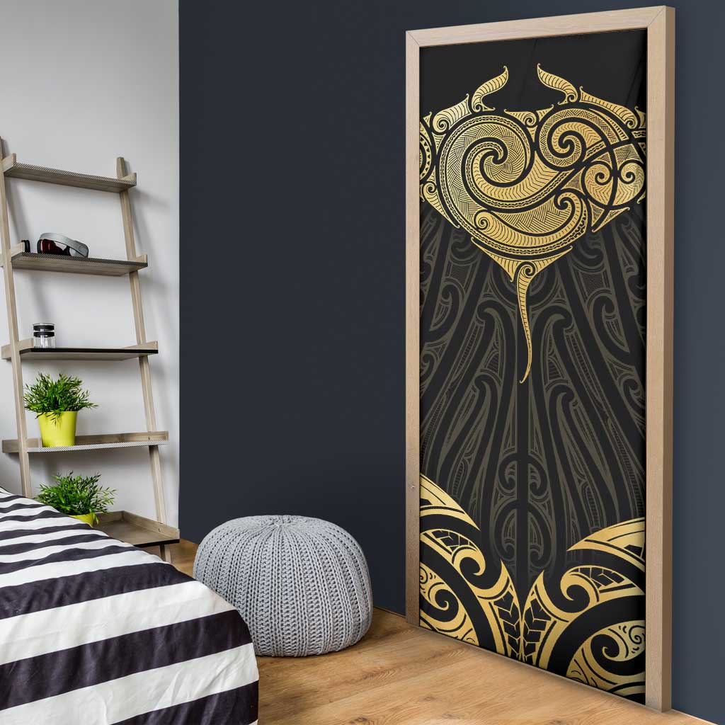 Gold Black New Zealand Manta Ray Door Cover Aotearoa Maori Haehae - Aussie Hoodie