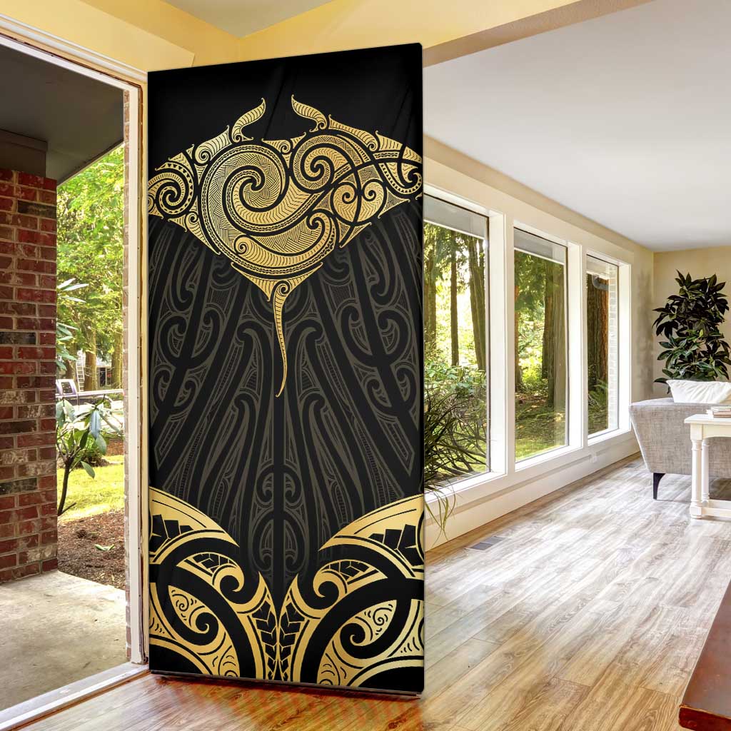 Gold Black New Zealand Manta Ray Door Cover Aotearoa Maori Haehae - Aussie Hoodie