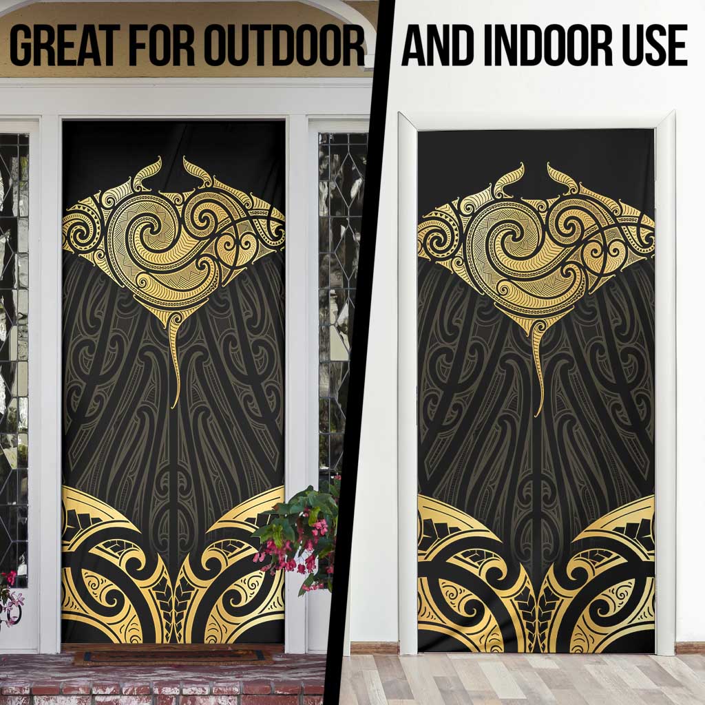 Gold Black New Zealand Manta Ray Door Cover Aotearoa Maori Haehae - Aussie Hoodie