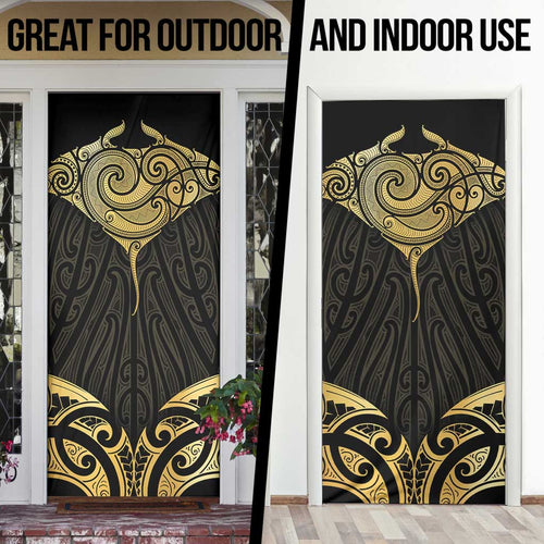 Gold Black New Zealand Manta Ray Door Cover Aotearoa Maori Haehae - Aussie Hoodie