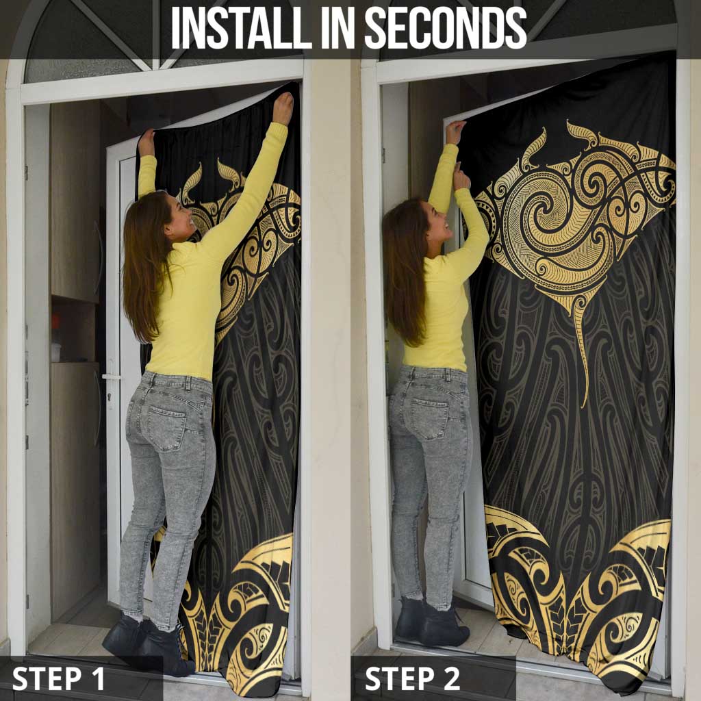Gold Black New Zealand Manta Ray Door Cover Aotearoa Maori Haehae - Aussie Hoodie