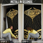 Gold Black New Zealand Manta Ray Door Cover Aotearoa Maori Haehae - Aussie Hoodie