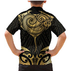 Gold Black New Zealand Manta Ray Family Matching Mermaid Dress and Hawaiian Shirt Aotearoa Maori Haehae - Aussie Hoodie
