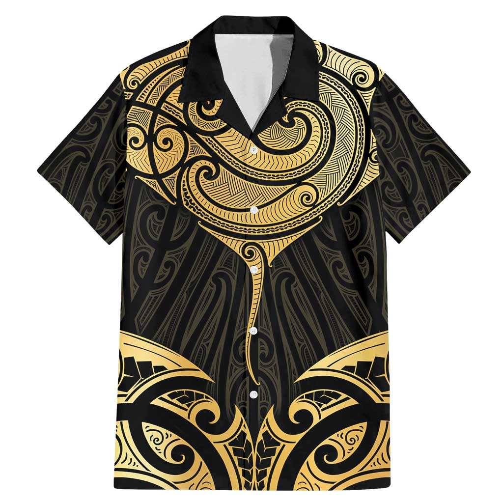 Gold Black New Zealand Manta Ray Family Matching Mermaid Dress and Hawaiian Shirt Aotearoa Maori Haehae - Aussie Hoodie