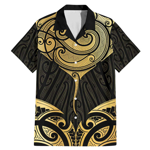 Gold Black New Zealand Manta Ray Family Matching Mermaid Dress and Hawaiian Shirt Aotearoa Maori Haehae - Aussie Hoodie