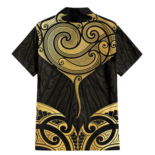 Gold Black New Zealand Manta Ray Family Matching Mermaid Dress and Hawaiian Shirt Aotearoa Maori Haehae - Aussie Hoodie