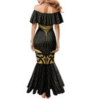 Gold Black New Zealand Manta Ray Family Matching Mermaid Dress and Hawaiian Shirt Aotearoa Maori Haehae - Aussie Hoodie