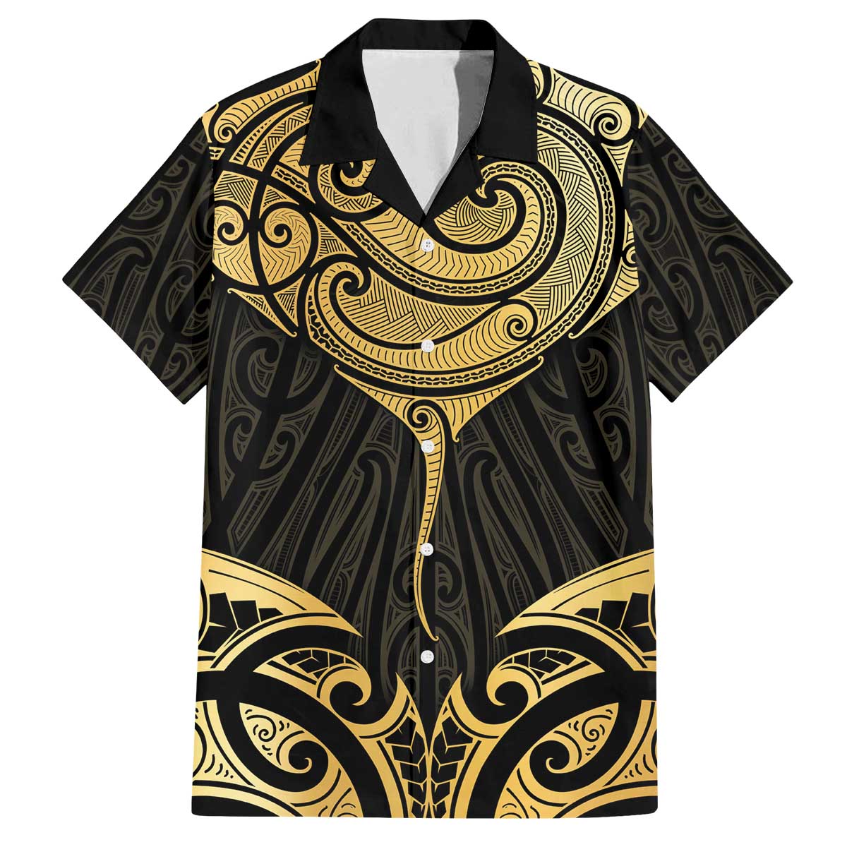 Gold Black New Zealand Manta Ray Family Matching Off The Shoulder Long Sleeve Dress and Hawaiian Shirt Aotearoa Maori Haehae - Aussie Hoodie
