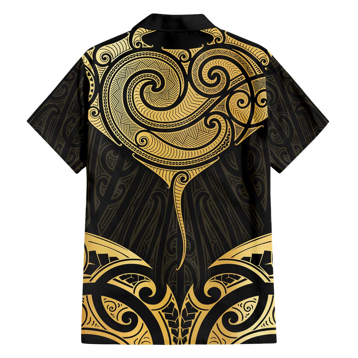 Gold Black New Zealand Manta Ray Family Matching Off The Shoulder Long Sleeve Dress and Hawaiian Shirt Aotearoa Maori Haehae - Aussie Hoodie