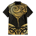 Gold Black New Zealand Manta Ray Family Matching Off The Shoulder Long Sleeve Dress and Hawaiian Shirt Aotearoa Maori Haehae - Aussie Hoodie