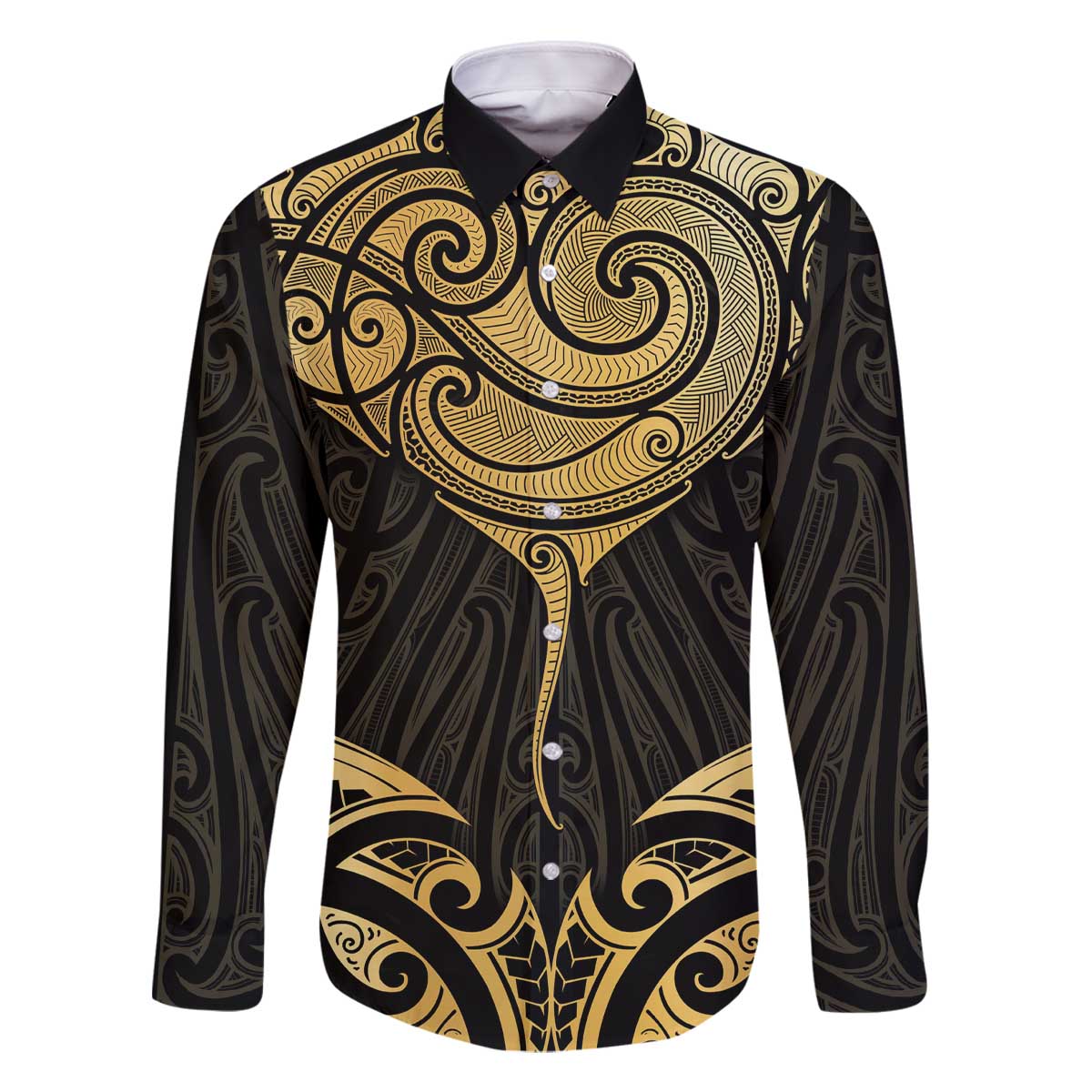 Gold Black New Zealand Manta Ray Family Matching Off The Shoulder Long Sleeve Dress and Hawaiian Shirt Aotearoa Maori Haehae - Aussie Hoodie