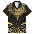 Gold Black New Zealand Manta Ray Family Matching Off Shoulder Short Dress and Hawaiian Shirt Aotearoa Maori Haehae - Aussie Hoodie