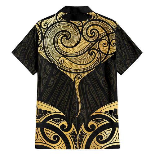 Gold Black New Zealand Manta Ray Family Matching Puletasi and Hawaiian Shirt Aotearoa Maori Haehae - Aussie Hoodie
