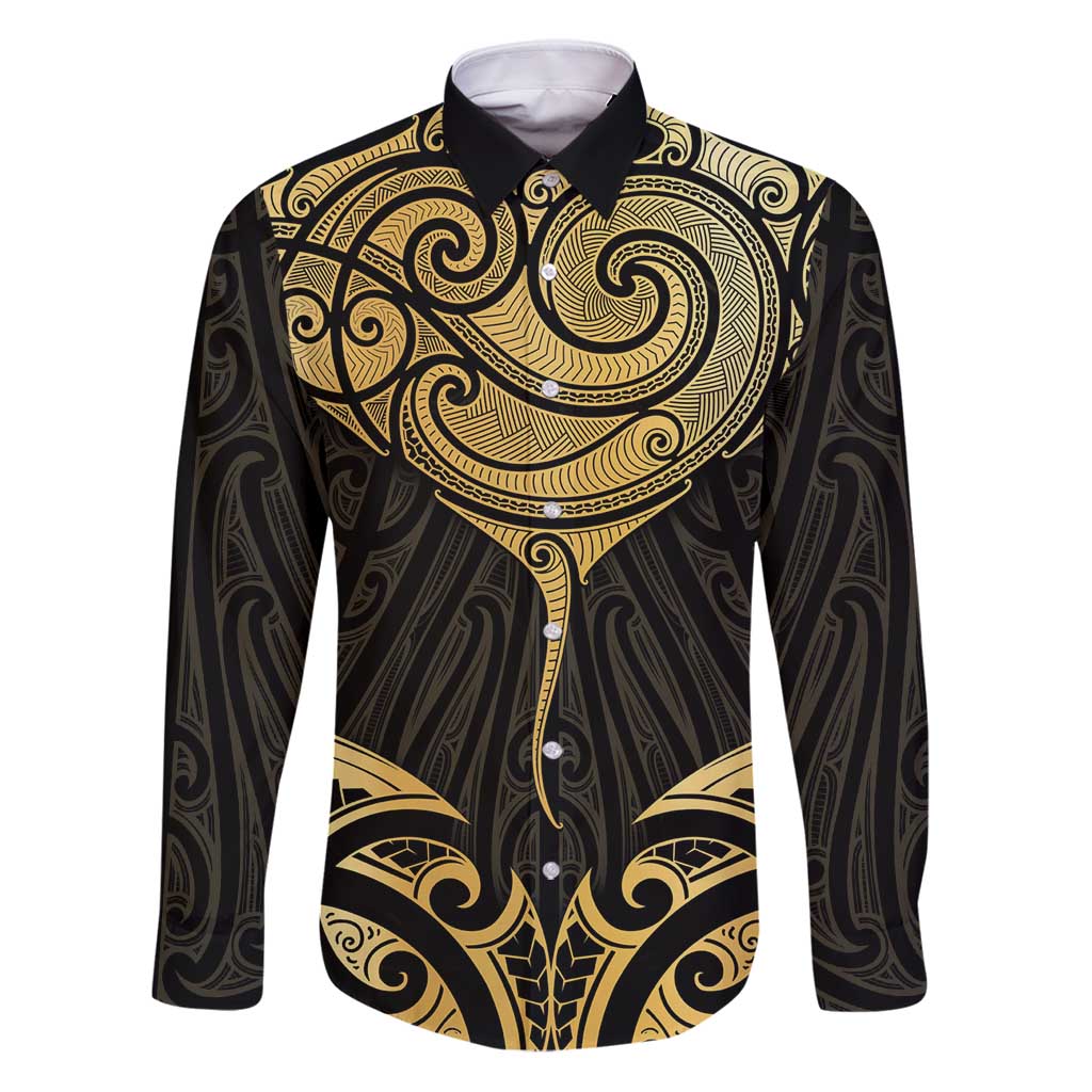 Gold Black New Zealand Manta Ray Family Matching Puletasi and Hawaiian Shirt Aotearoa Maori Haehae - Aussie Hoodie