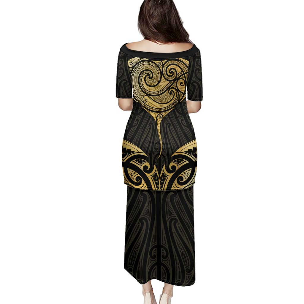 Gold Black New Zealand Manta Ray Family Matching Puletasi and Hawaiian Shirt Aotearoa Maori Haehae - Aussie Hoodie