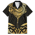 Gold Black New Zealand Manta Ray Family Matching Short Sleeve Bodycon Dress and Hawaiian Shirt Aotearoa Maori Haehae - Aussie Hoodie