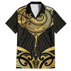Gold Black New Zealand Manta Ray Family Matching Short Sleeve Bodycon Dress and Hawaiian Shirt Aotearoa Maori Haehae - Aussie Hoodie