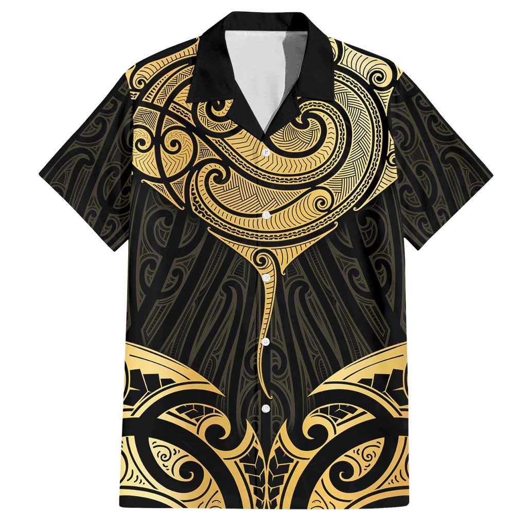 Gold Black New Zealand Manta Ray Family Matching Summer Maxi Dress and Hawaiian Shirt Aotearoa Maori Haehae - Aussie Hoodie