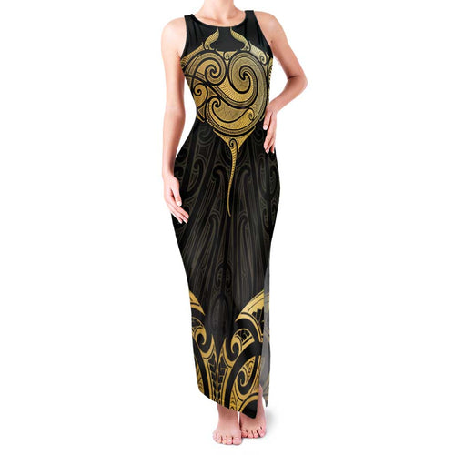 Gold Black New Zealand Manta Ray Family Matching Tank Maxi Dress and Hawaiian Shirt Aotearoa Maori Haehae - Aussie Hoodie