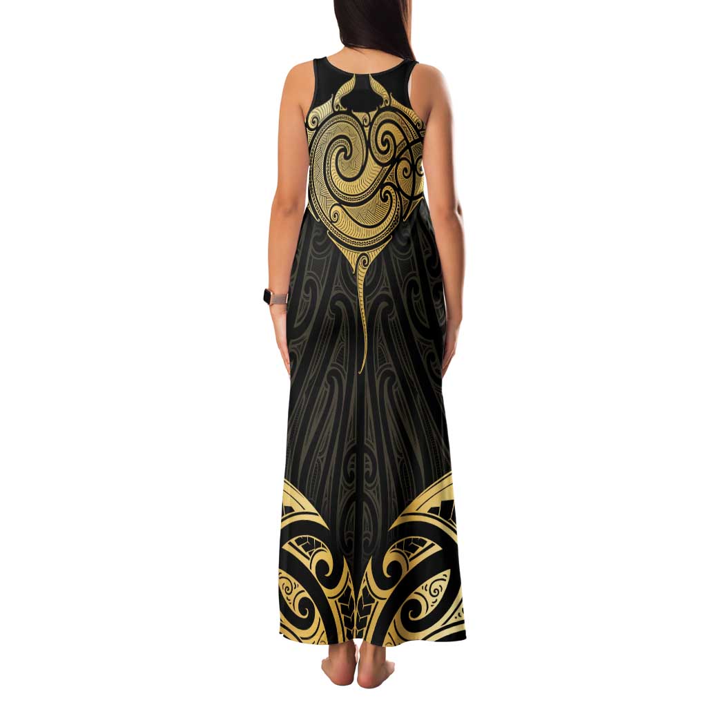 Gold Black New Zealand Manta Ray Family Matching Tank Maxi Dress and Hawaiian Shirt Aotearoa Maori Haehae - Aussie Hoodie