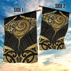 Gold Black New Zealand Manta Ray Garden Flag Aotearoa Maori Haehae - Aussie Hoodie