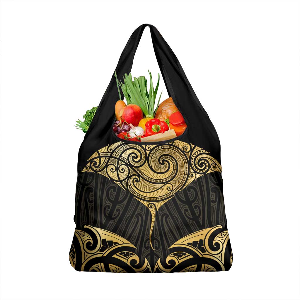 Gold Black New Zealand Manta Ray Grocery Bag Aotearoa Maori Haehae - Aussie Hoodie