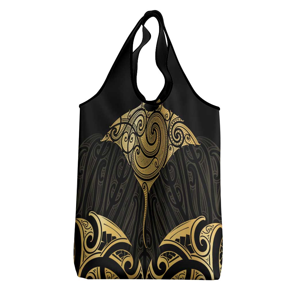 Gold Black New Zealand Manta Ray Grocery Bag Aotearoa Maori Haehae - Aussie Hoodie