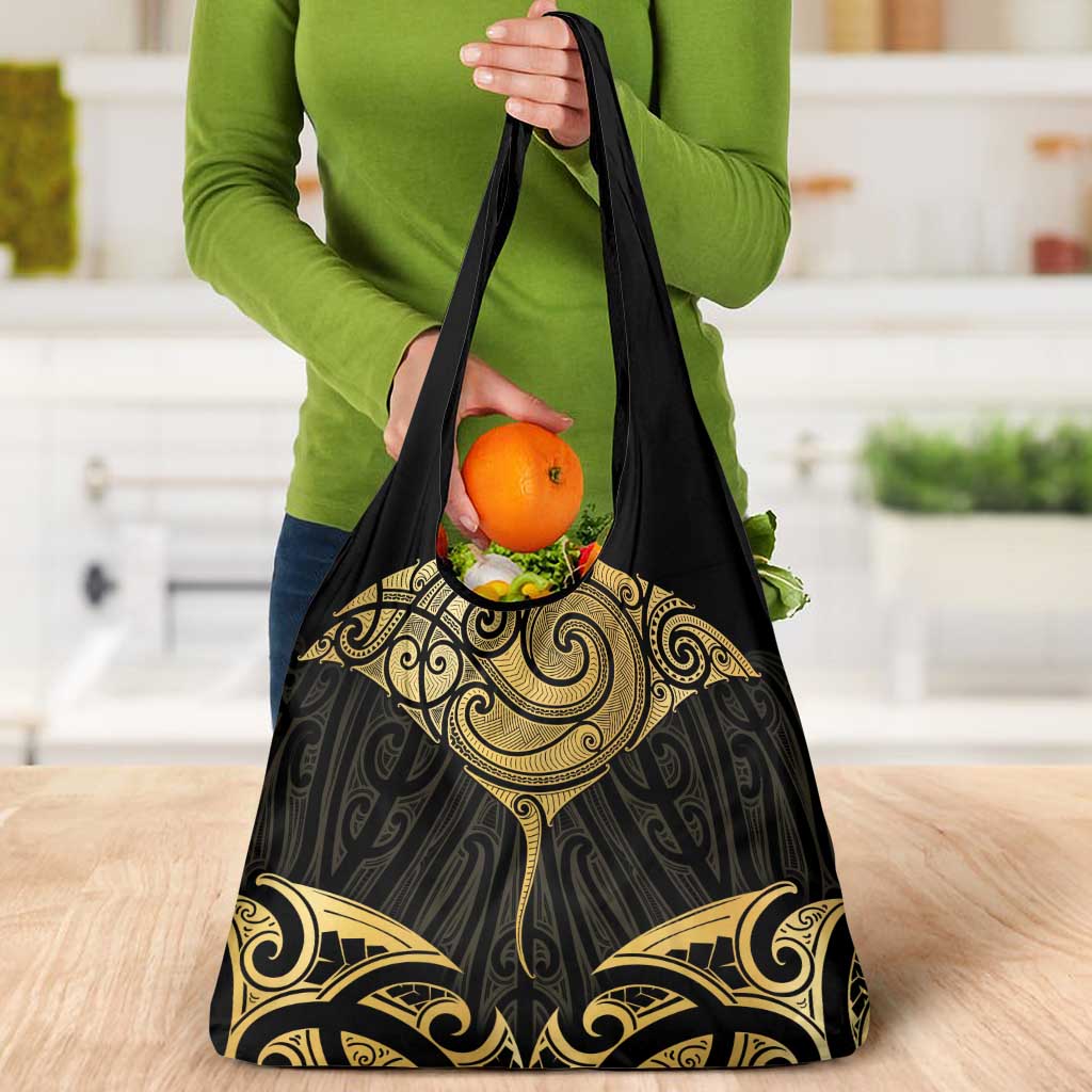 Gold Black New Zealand Manta Ray Grocery Bag Aotearoa Maori Haehae - Aussie Hoodie