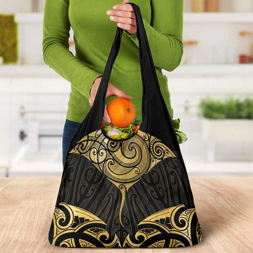 Gold Black New Zealand Manta Ray Grocery Bag Aotearoa Maori Haehae - Aussie Hoodie