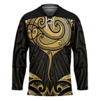 Gold Black New Zealand Manta Ray Hockey Jersey Aotearoa Maori Haehae - Aussie Hoodie