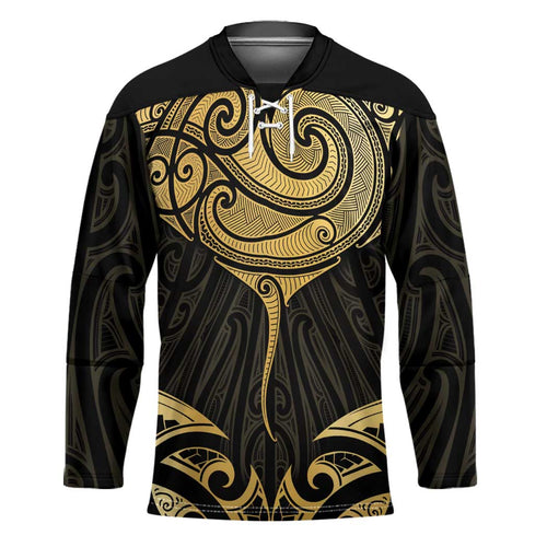 Gold Black New Zealand Manta Ray Hockey Jersey Aotearoa Maori Haehae - Aussie Hoodie