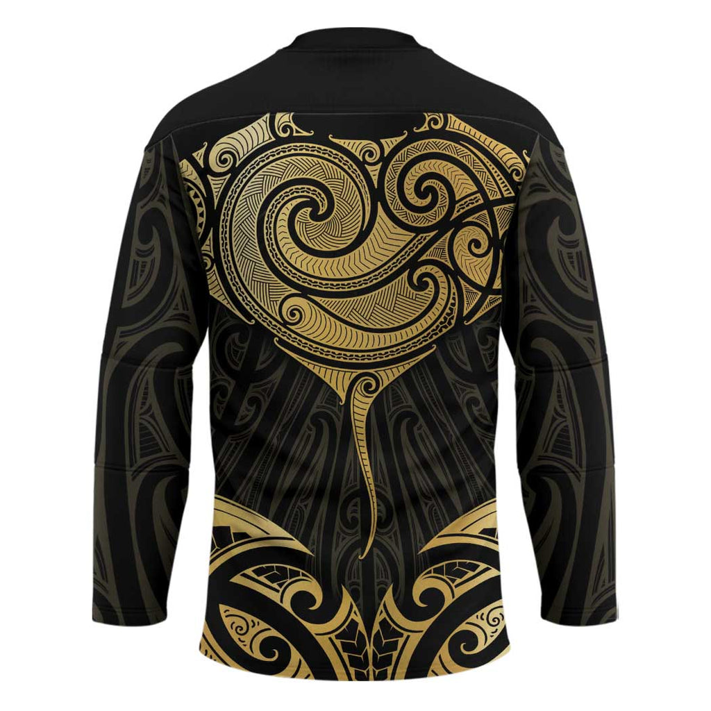 Gold Black New Zealand Manta Ray Hockey Jersey Aotearoa Maori Haehae - Aussie Hoodie