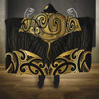 Gold Black New Zealand Manta Ray Hooded Blanket Aotearoa Maori Haehae - Aussie Hoodie