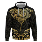 Gold Black New Zealand Manta Ray Hoodie Aotearoa Maori Haehae - Aussie Hoodie