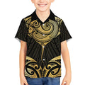 Gold Black New Zealand Manta Ray Kid Hawaiian Shirt Aotearoa Maori Haehae - Aussie Hoodie