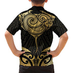 Gold Black New Zealand Manta Ray Kid Hawaiian Shirt Aotearoa Maori Haehae - Aussie Hoodie