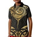 Gold Black New Zealand Manta Ray Kid Polo Shirt Aotearoa Maori Haehae - Aussie Hoodie