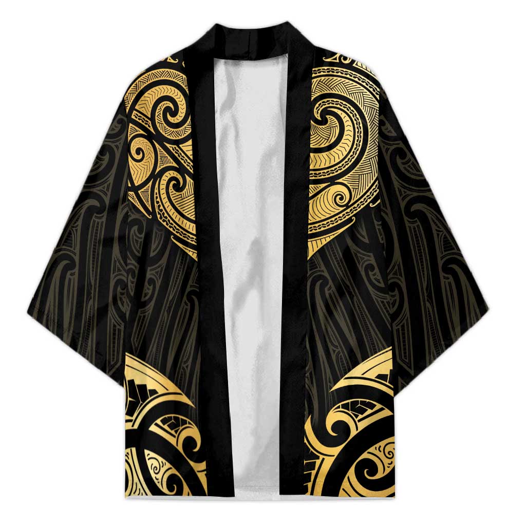 Gold Black New Zealand Manta Ray Kimono Aotearoa Maori Haehae - Aussie Hoodie