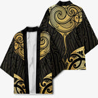 Gold Black New Zealand Manta Ray Kimono Aotearoa Maori Haehae - Aussie Hoodie