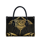 Gold Black New Zealand Manta Ray Leather Bag Aotearoa Maori Haehae - Aussie Hoodie