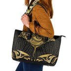 Gold Black New Zealand Manta Ray Leather Tote Bag Aotearoa Maori Haehae - Aussie Hoodie