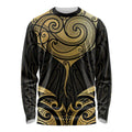 Gold Black New Zealand Manta Ray Long Sleeve Shirt Aotearoa Maori Haehae - Aussie Hoodie