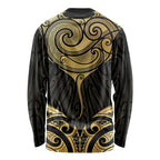 Gold Black New Zealand Manta Ray Long Sleeve Shirt Aotearoa Maori Haehae - Aussie Hoodie