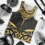 Gold Black New Zealand Manta Ray Men Tank Top Aotearoa Maori Haehae - Aussie Hoodie