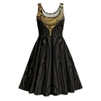 Gold Black New Zealand Manta Ray Midi Dress Aotearoa Maori Haehae - Aussie Hoodie